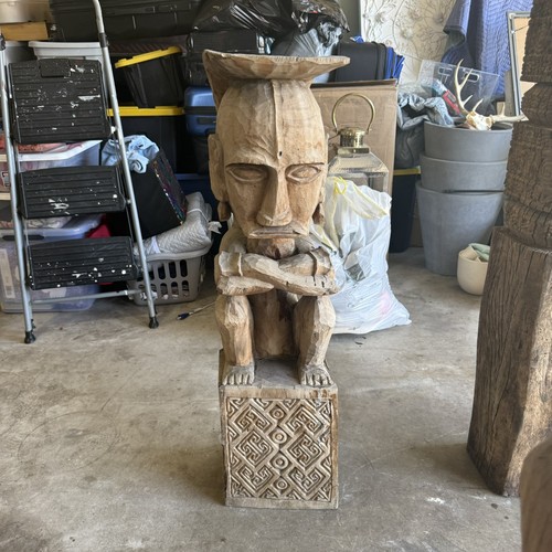 Hand carved wooden tribal - hand-carved,